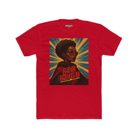 Red Reign Unisex Cotton Crew Tee - Empowering Superhero Design