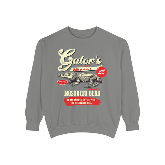 Funny Gator's Bar & Grill Sweatshirt | Unisex Garment-Dyed Crewneck - Riff Raff Wear