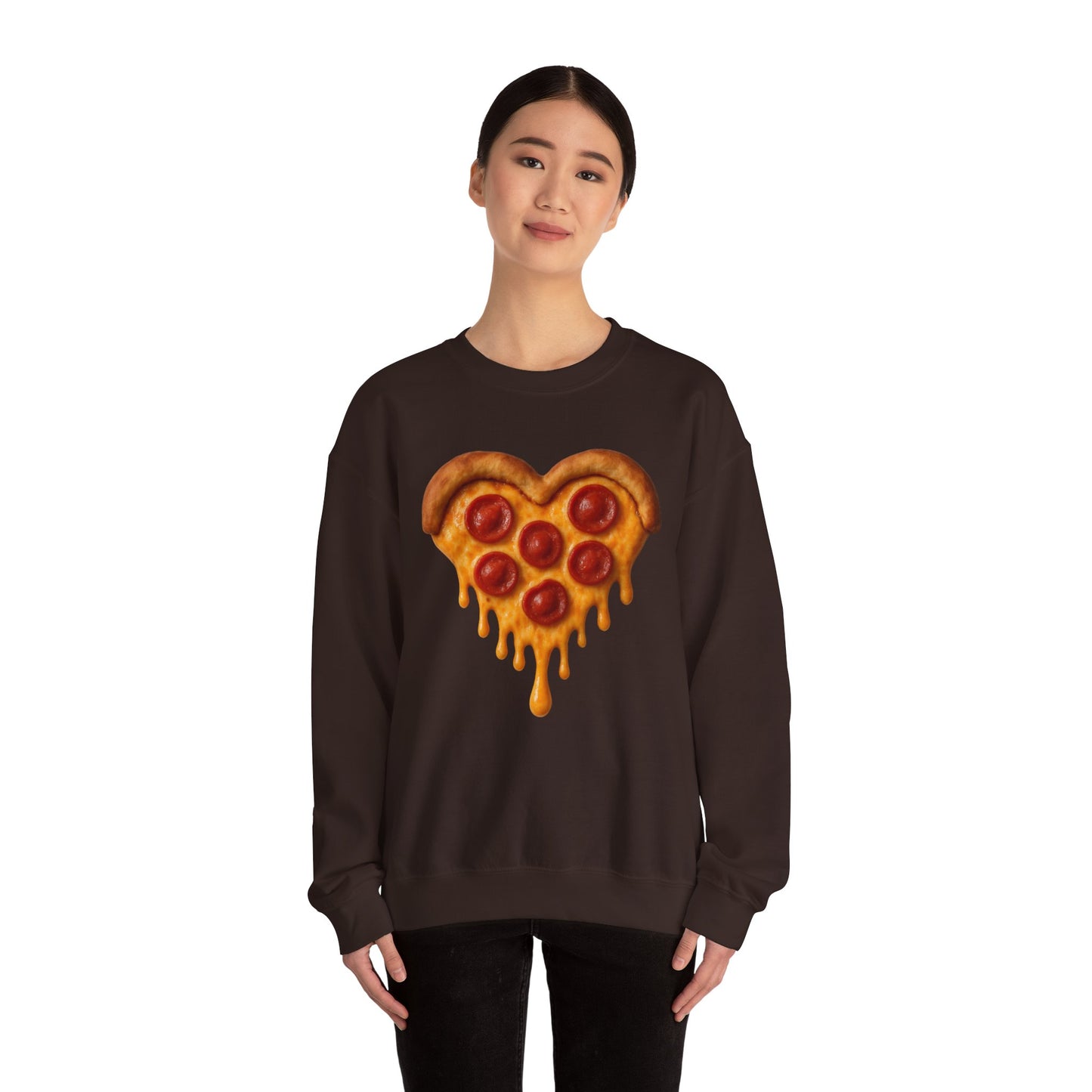 Heart-Shaped Pizza Sweatshirt - Unisex Cozy Crewneck for Food Lovers - Riff Raff Wear