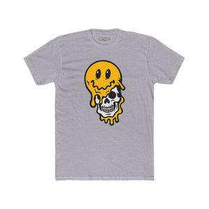 Trendy Graphic Tee: Melting Smile Skull Design - Unisex Cotton Crew Shirt, Casual Wear, Streetwear