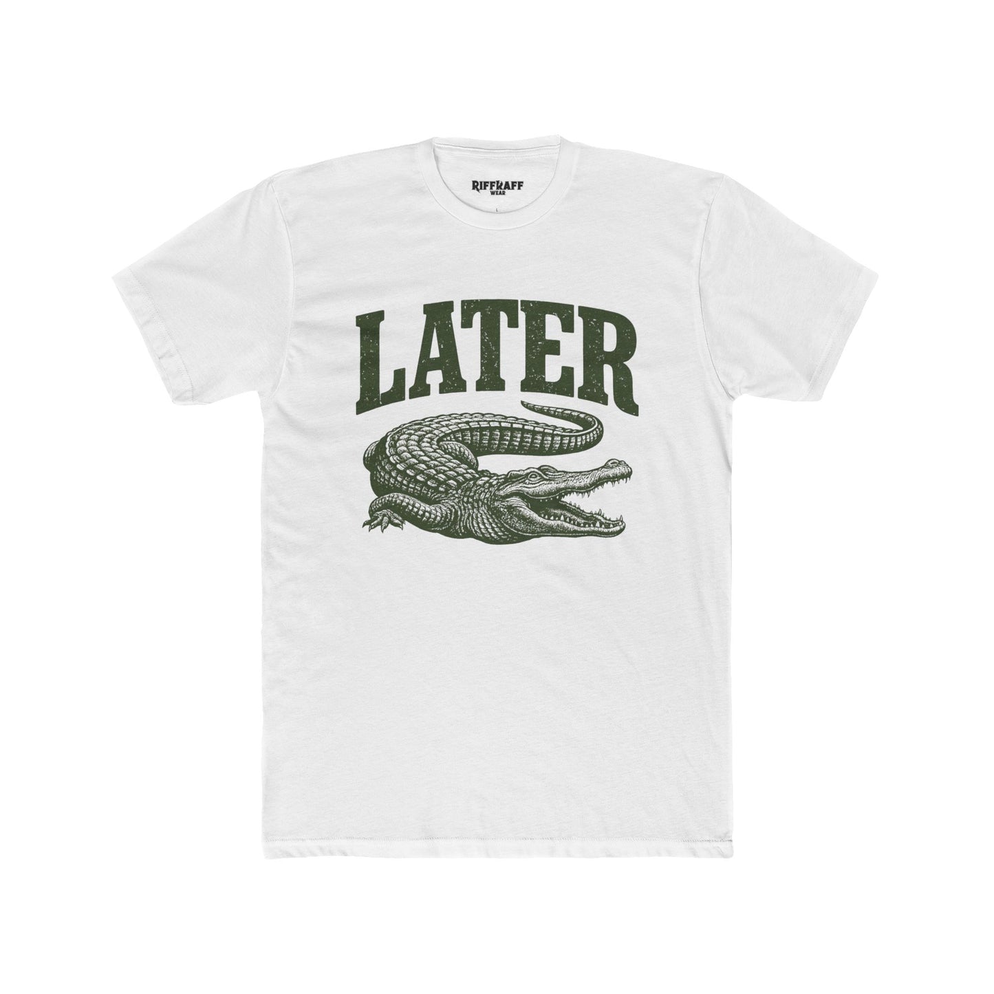 Unisex Cotton Crew Tee - 'Later' Crocodile Graphic T-Shirt for Casual Vibes - Riff Raff Wear