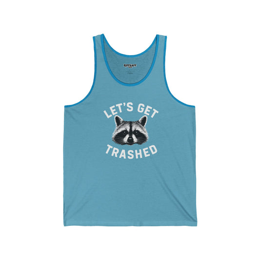Funny Raccoon Tank Top - "Let's Get Trashed" Unisex Jersey Tank - Riff Raff Wear