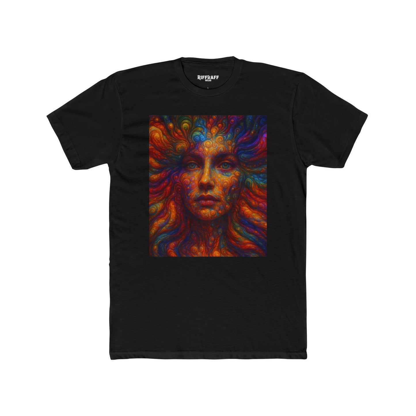 Vibrant Artistic Unisex Cotton Crew Tee - Colorful Abstract Face Design - Riff Raff Wear