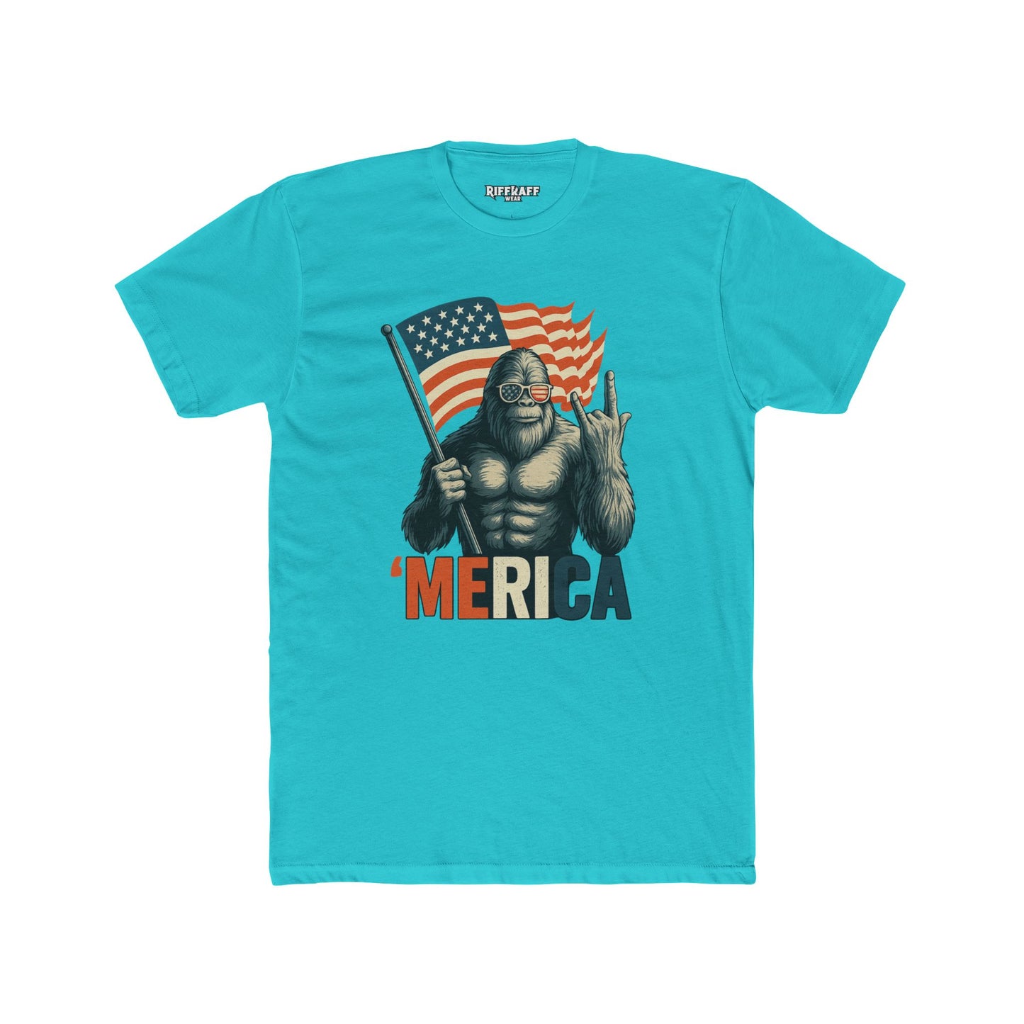 'Merica Bigfoot Tee - Fun Graphic T-Shirt, Unisex Humor Shirt, Patriotic Apparel, Perfect for BBQ - Riff Raff Wear