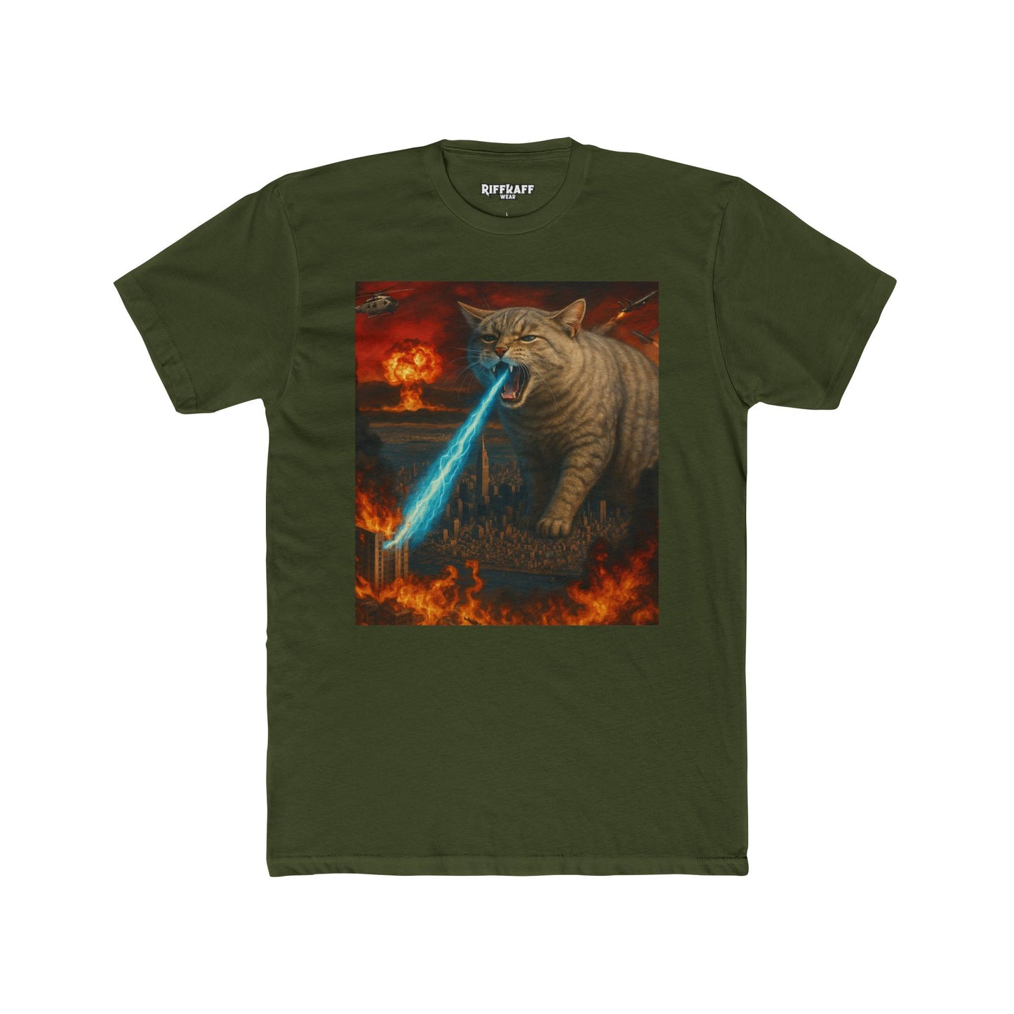 Epic Cat Battle Unisex Cotton Crew Tee - Fun Graphic Tee for Animal Lovers - Riff Raff Wear