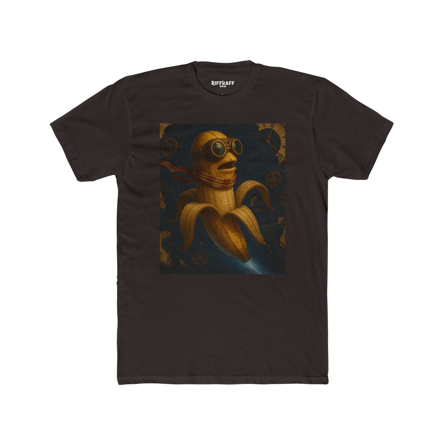 Whimsical Banana Time Traveler Unisex Cotton Crew Tee – Fun & Unique Graphic T-Shirt - Riff Raff Wear