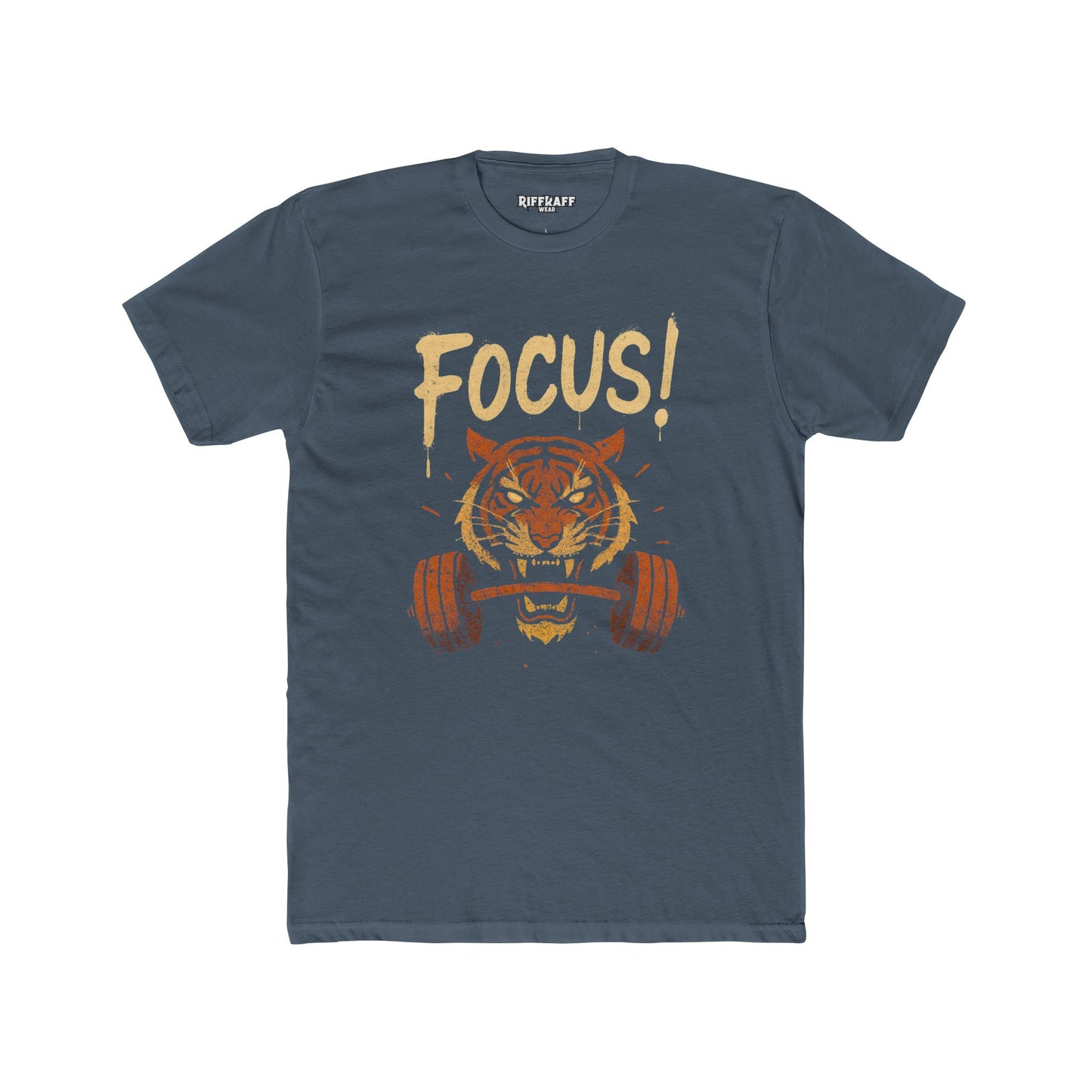 Focus Tiger Unisex Cotton Crew Tee - Motivational Fitness Shirt - Riff Raff Wear