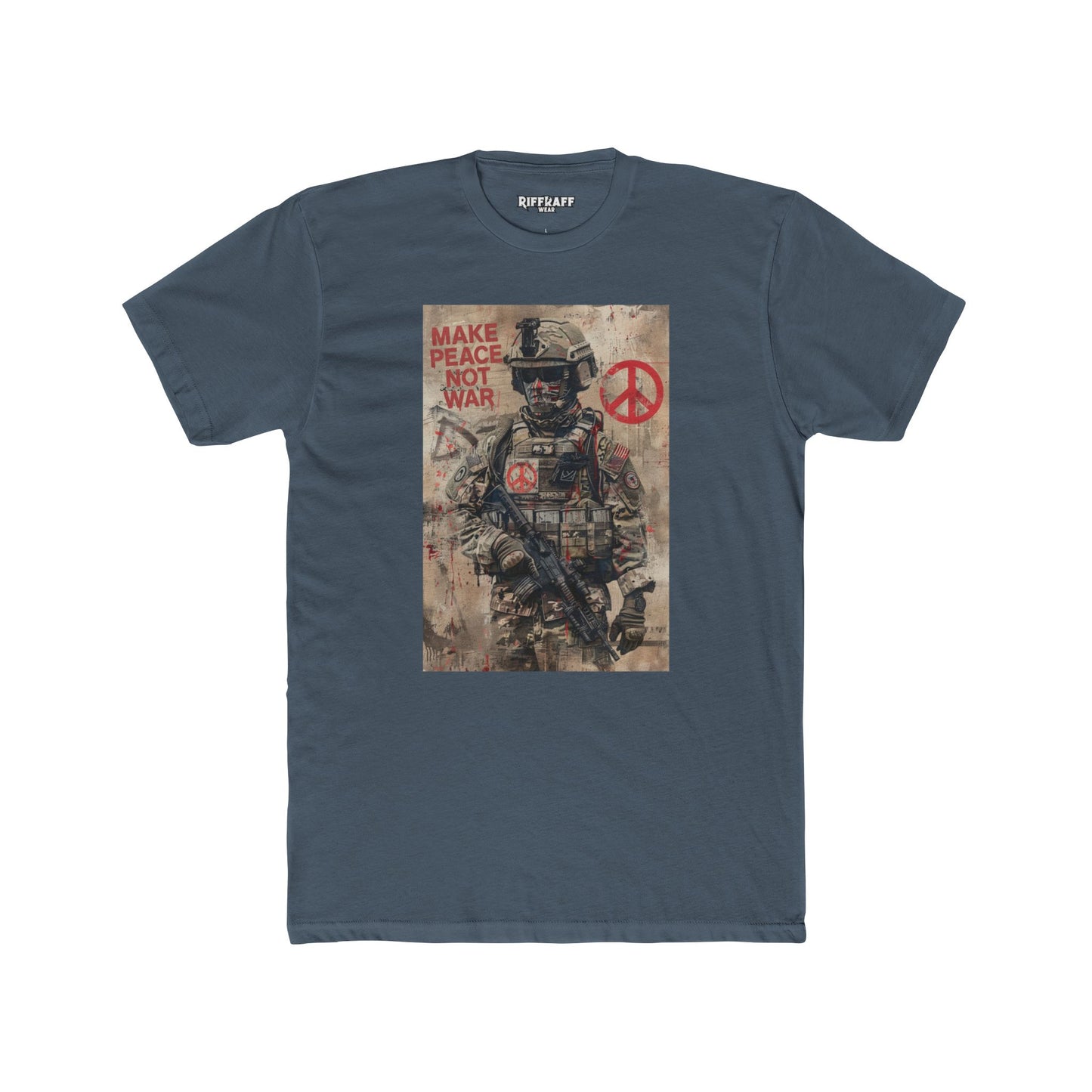 Unisex Cotton Crew Tee - Make Peace Not War Political Art - Riff Raff Wear