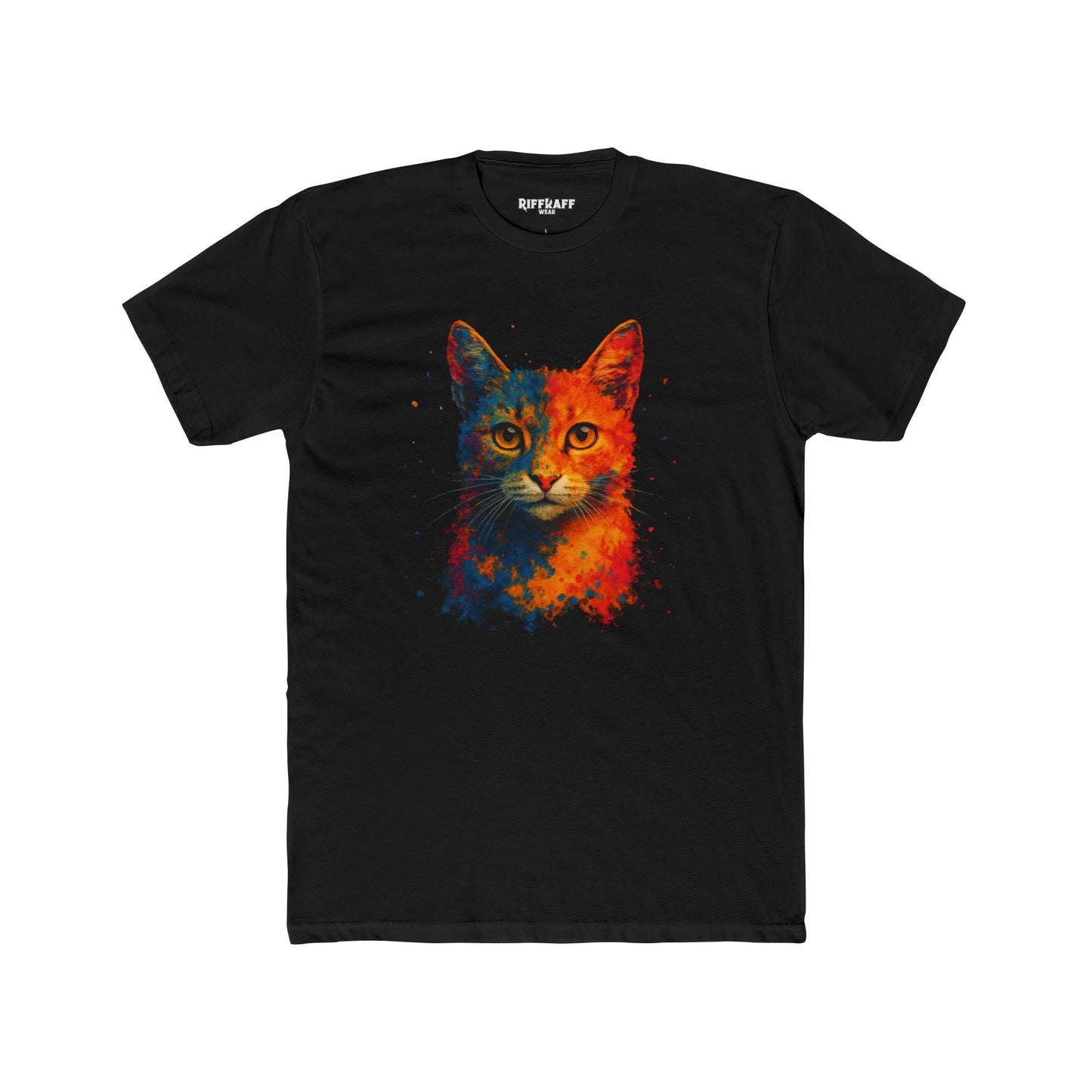Vibrant Cat Art Unisex Cotton Crew Tee - Riff Raff Wear