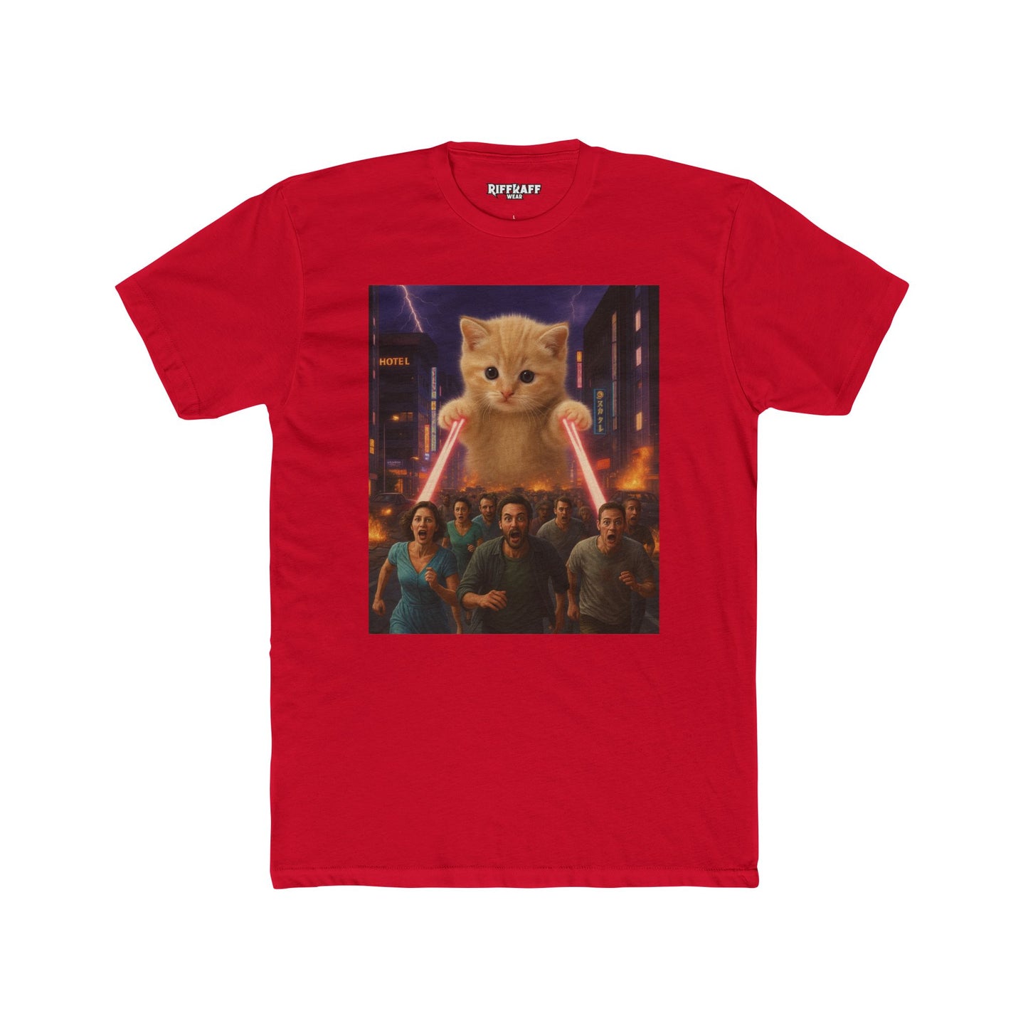Funny Cat Hero Unisex Cotton Crew Tee - Perfect for Casual Wear - Riff Raff Wear