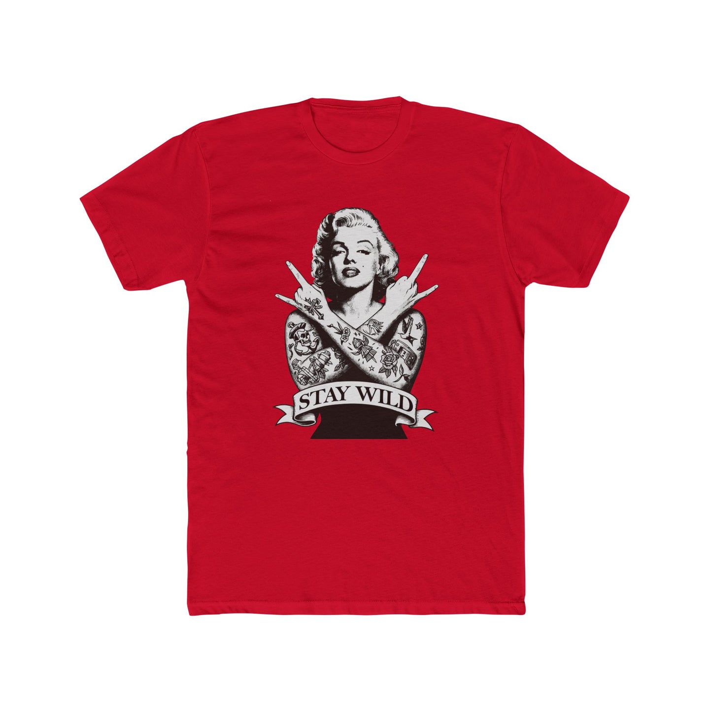 Stay Wild Unisex Cotton Crew Tee - Retro Tattoo Style Shirt - Riff Raff Wear