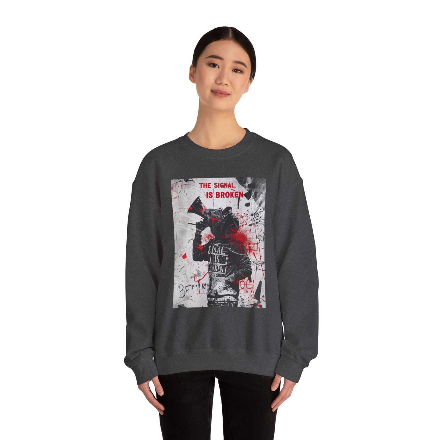 Unisex Crewneck Sweatshirt - "The Signal is Broken" Graphic Design - Riff Raff Wear