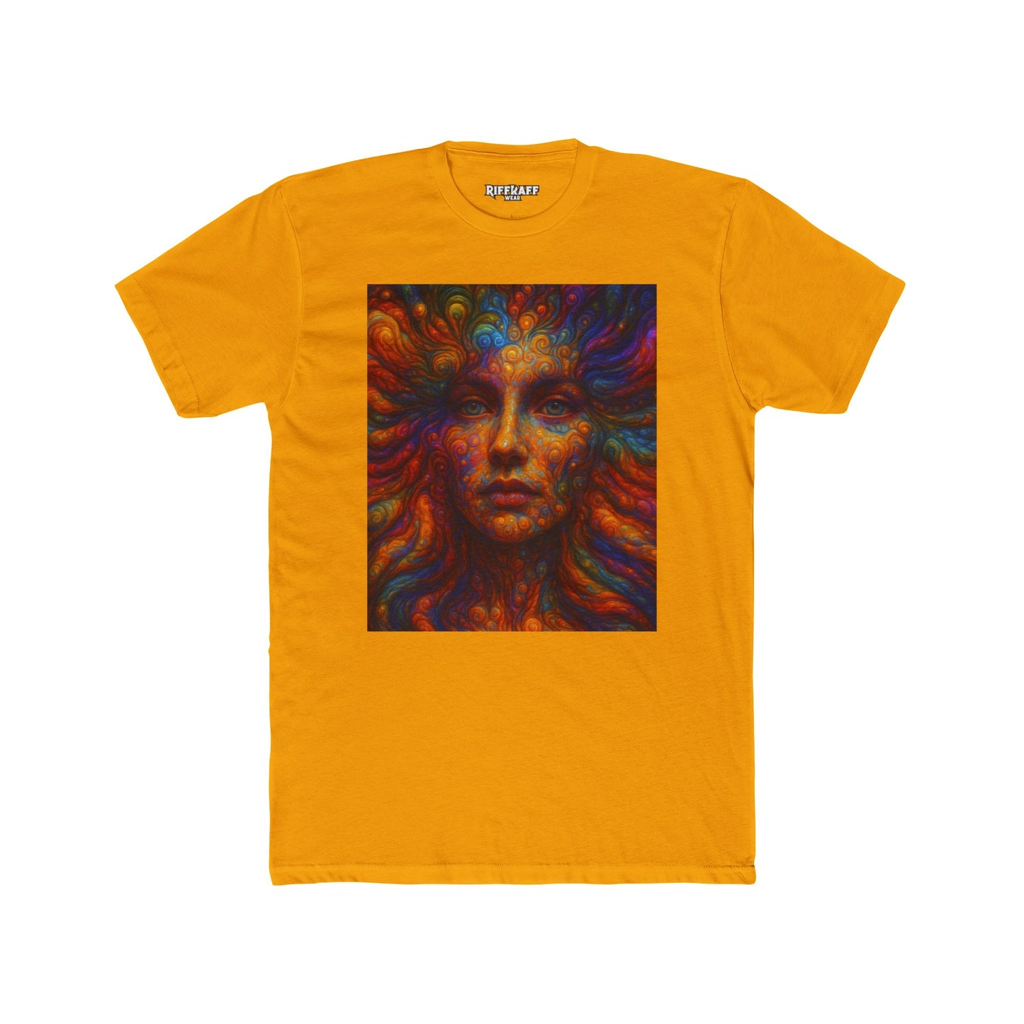 Vibrant Artistic Unisex Cotton Crew Tee - Colorful Abstract Face Design - Riff Raff Wear