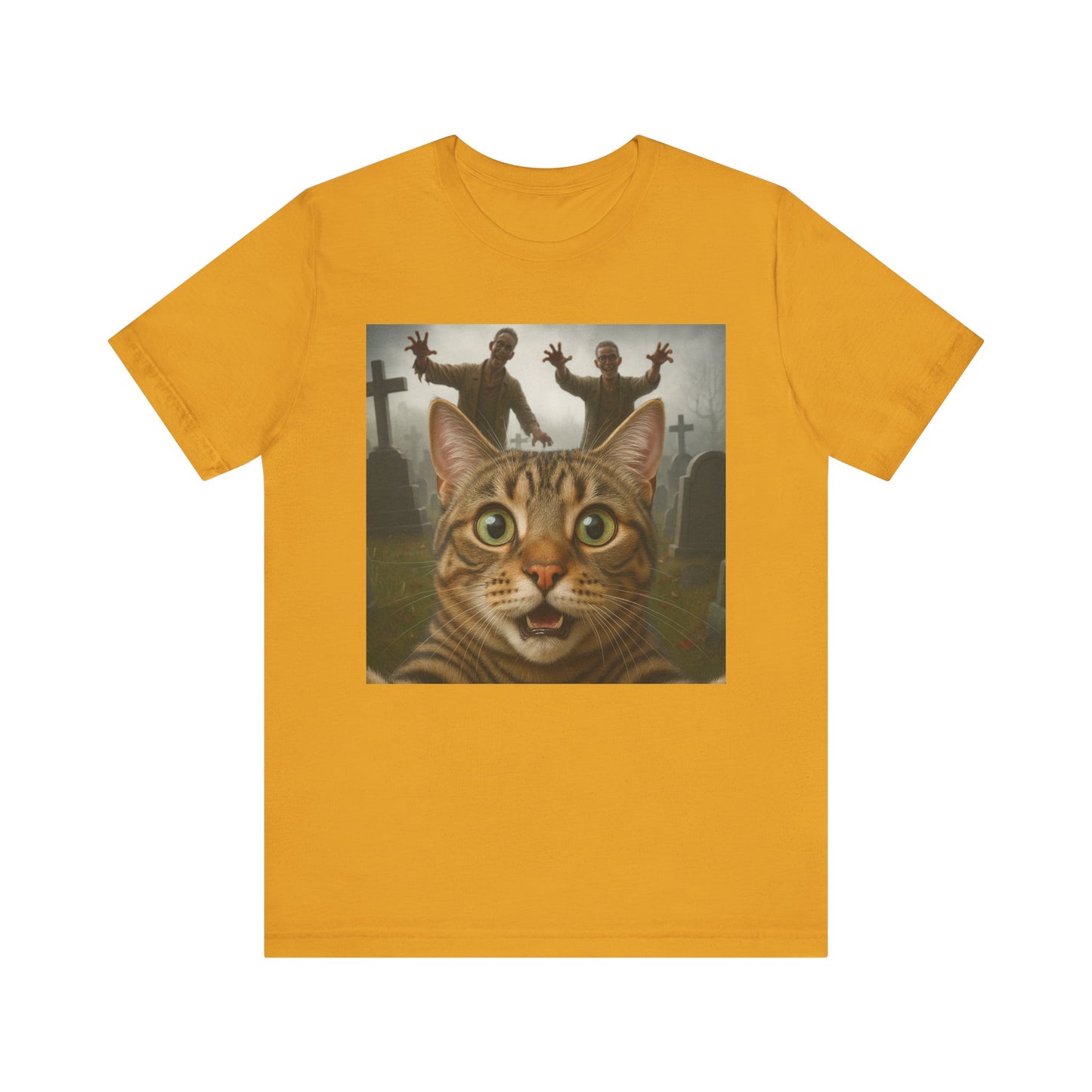 Zombie Cat Halloween Tee, Cute Cat Shirt, Unisex Graphic Tee, Funny Pet Lover Gift, Halloween Costume Top - Riff Raff Wear
