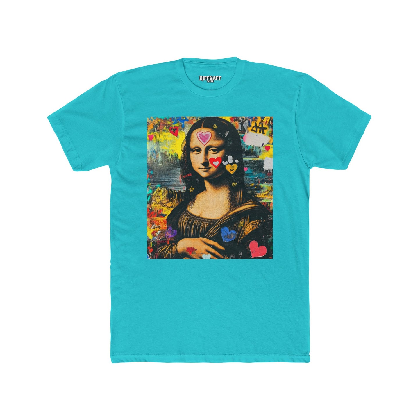 Colorful Mona Lisa Unisex Cotton Crew Tee, Artistic T-shirt, Gifts for Art Lovers, Casual Wear - Riff Raff Wear