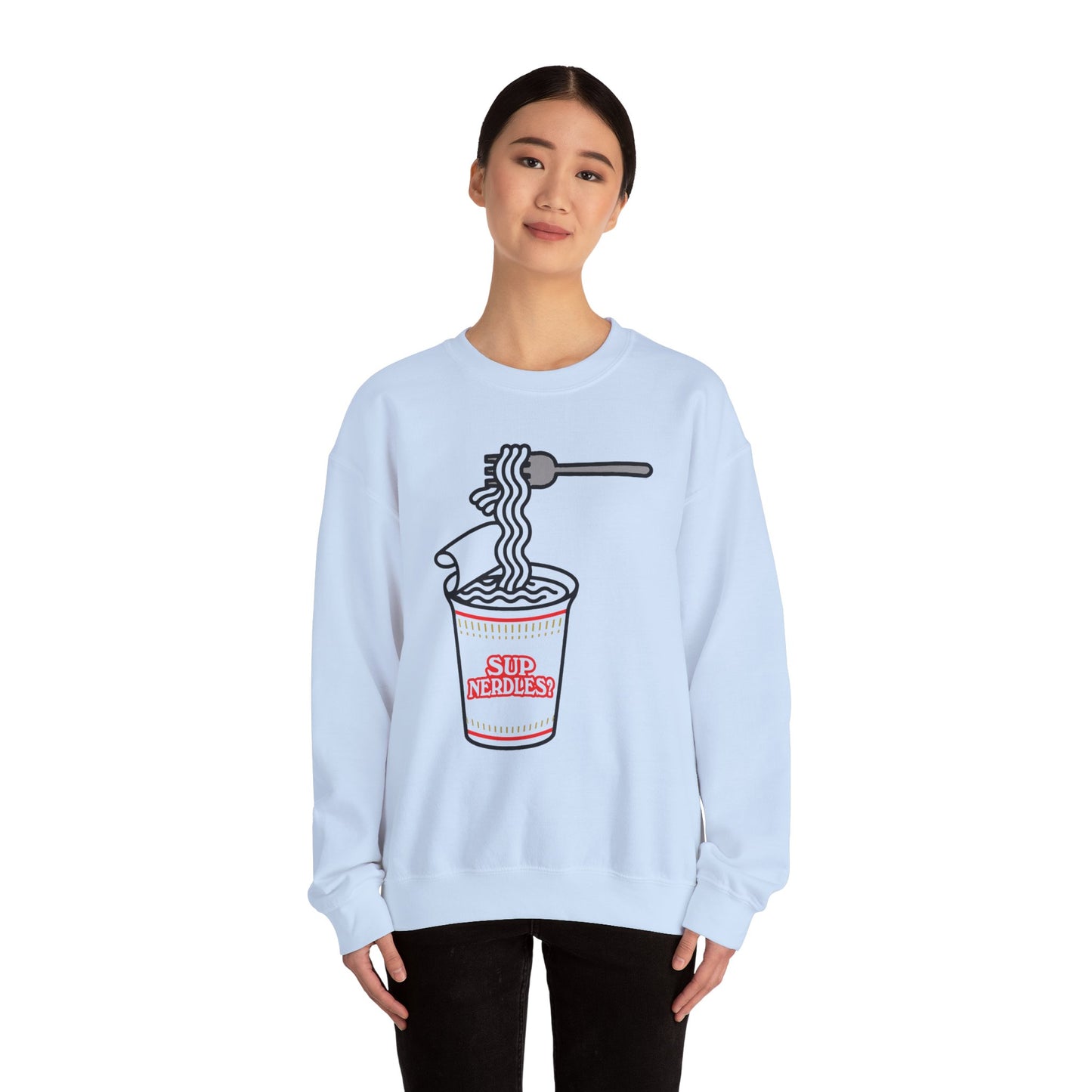 Parody Logo Series - Sup Nerdles? Instant Noodles Sweatshirt - Unisex Heavy Blend™ Crewneck - Riff Raff Wear