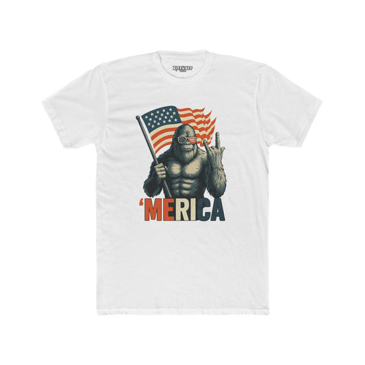 'Merica Bigfoot Tee - Fun Graphic T-Shirt, Unisex Humor Shirt, Patriotic Apparel, Perfect for BBQ - Riff Raff Wear