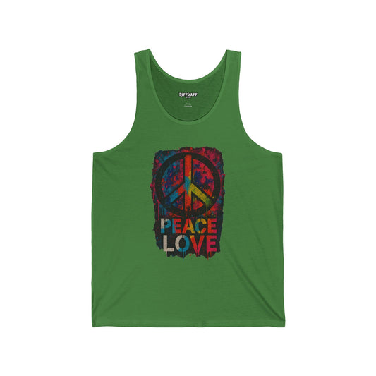 Peace Love Unisex Jersey Tank - Relaxed Summer Top - Riff Raff Wear