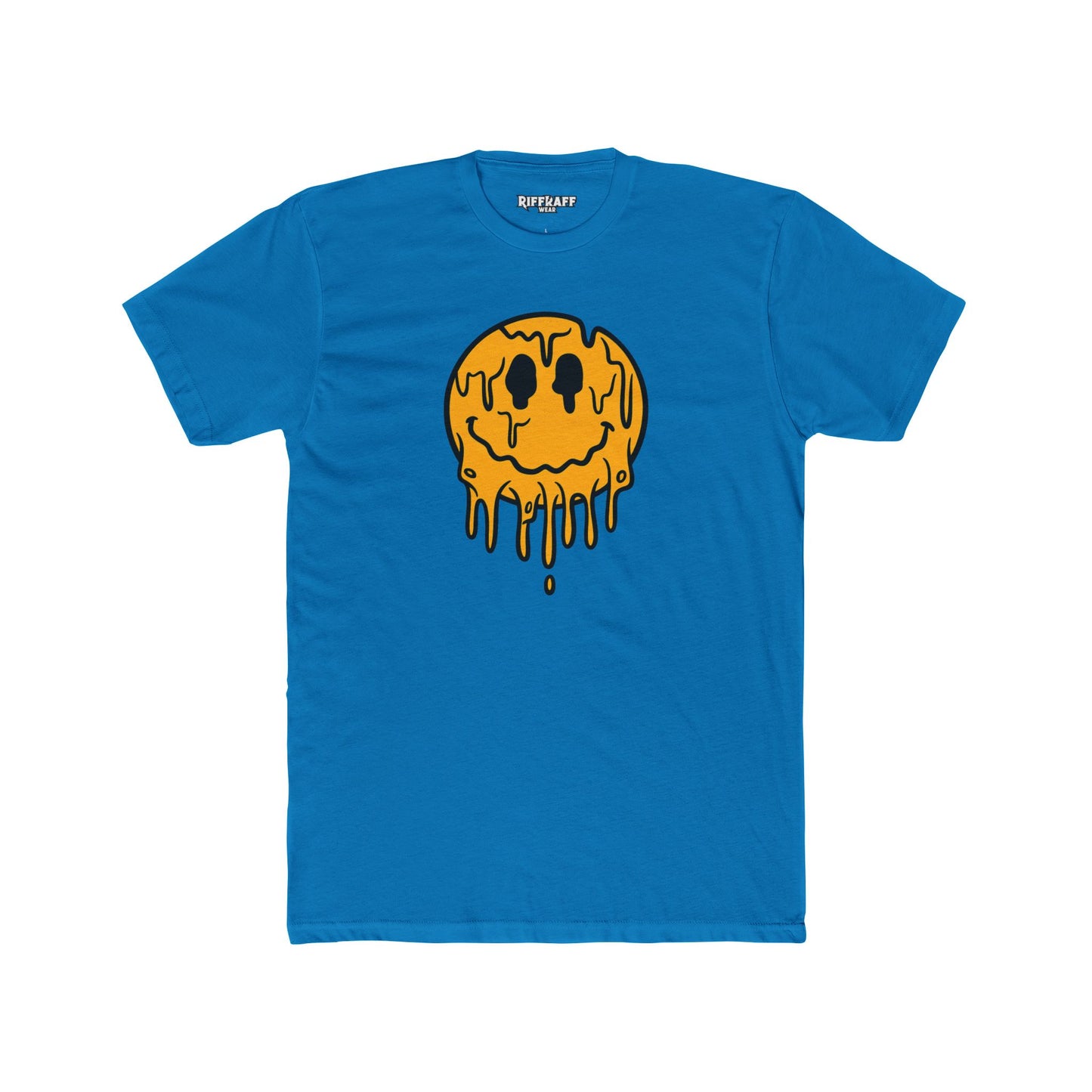 Drippy Smiley Face Tee - Unisex Cotton Crew Tee for Fun, Casual Wear, Trendy Outfit, Unique Gift, Festival Apparel, Streetwear - Riff Raff Wear