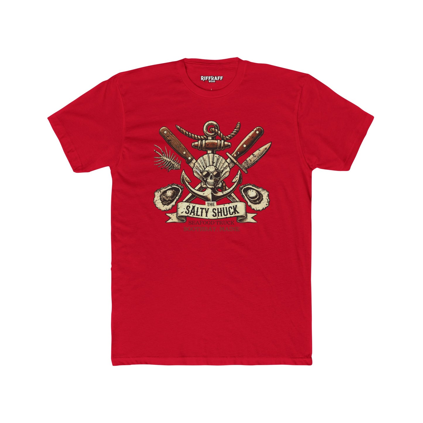 Salty Shuck Seafood Truck Crew Tee | Vintage Inspired Unisex Cotton T-Shirt - Riff Raff Underground