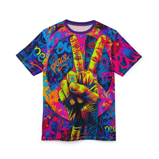Color Pop Peace Sign Tee Print AOP - Riff Raff Wear