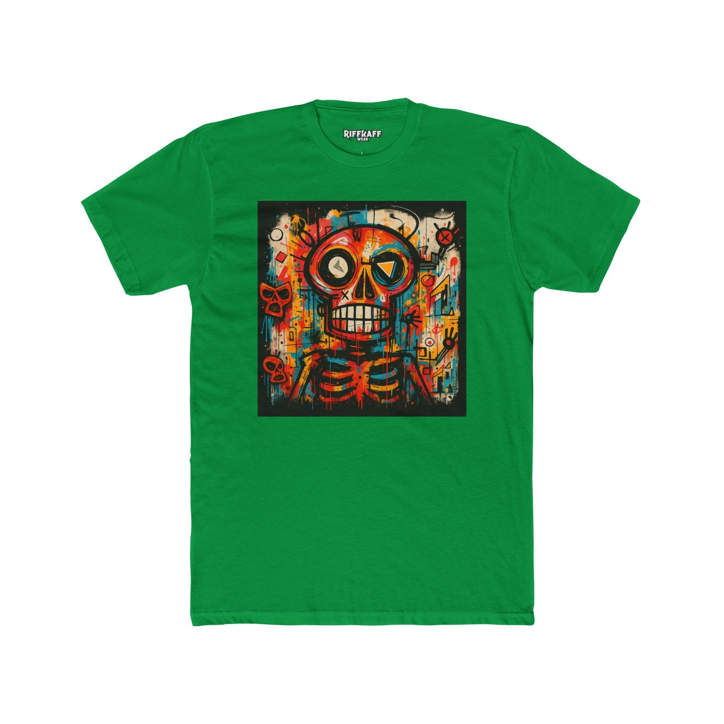 Colorful Skeleton Art Unisex Cotton Crew Tee - Day of the Dead Shirt - Riff Raff Wear