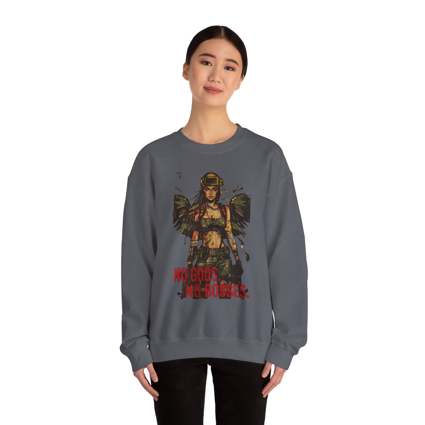 No Gods No Bosses Unisex Crewneck Sweatshirt - Empowering Streetwear for Rebels - Riff Raff Wear