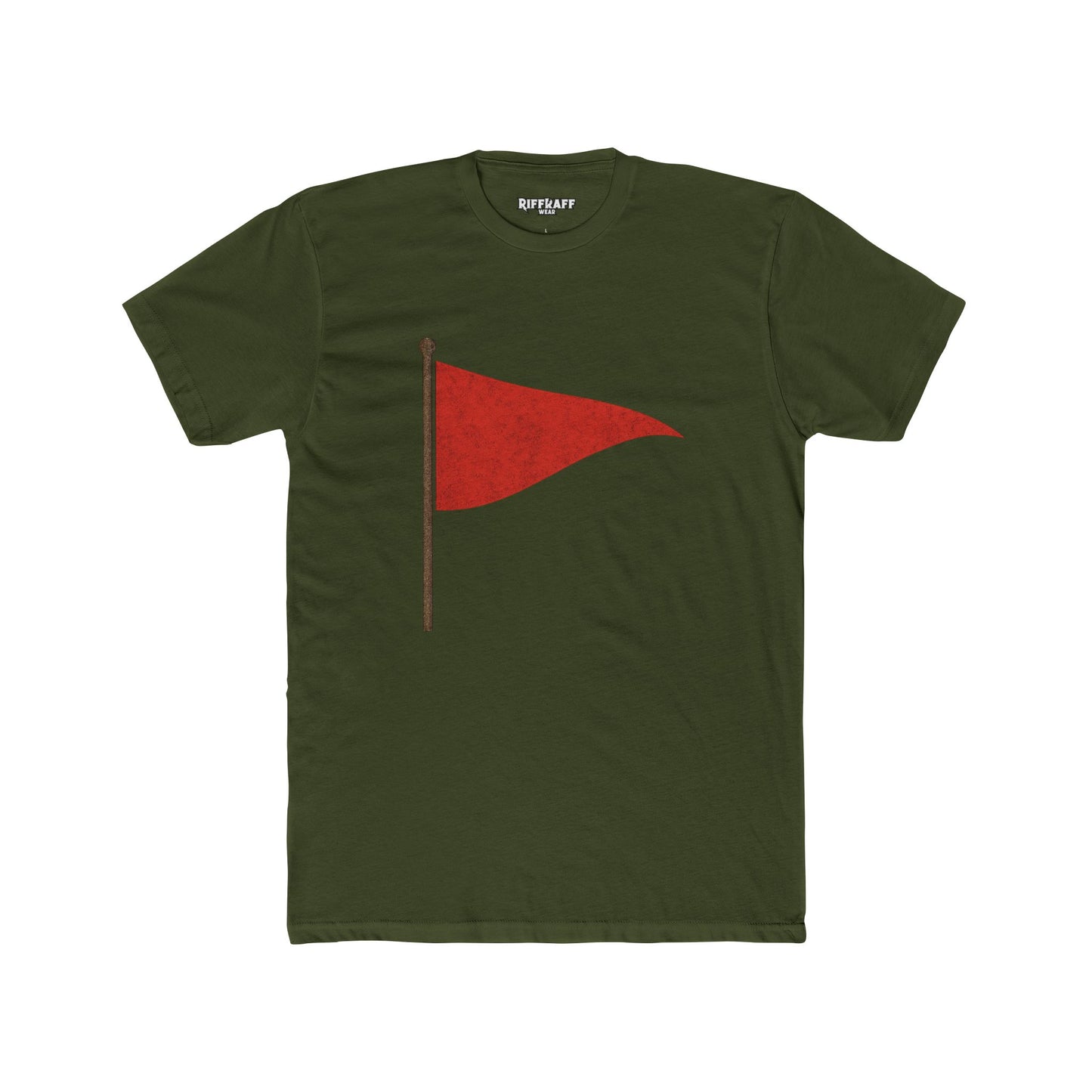 Unisex Cotton Crew Tee with Red Flag Design - Casual Wear for Trendsetters - Riff Raff Wear