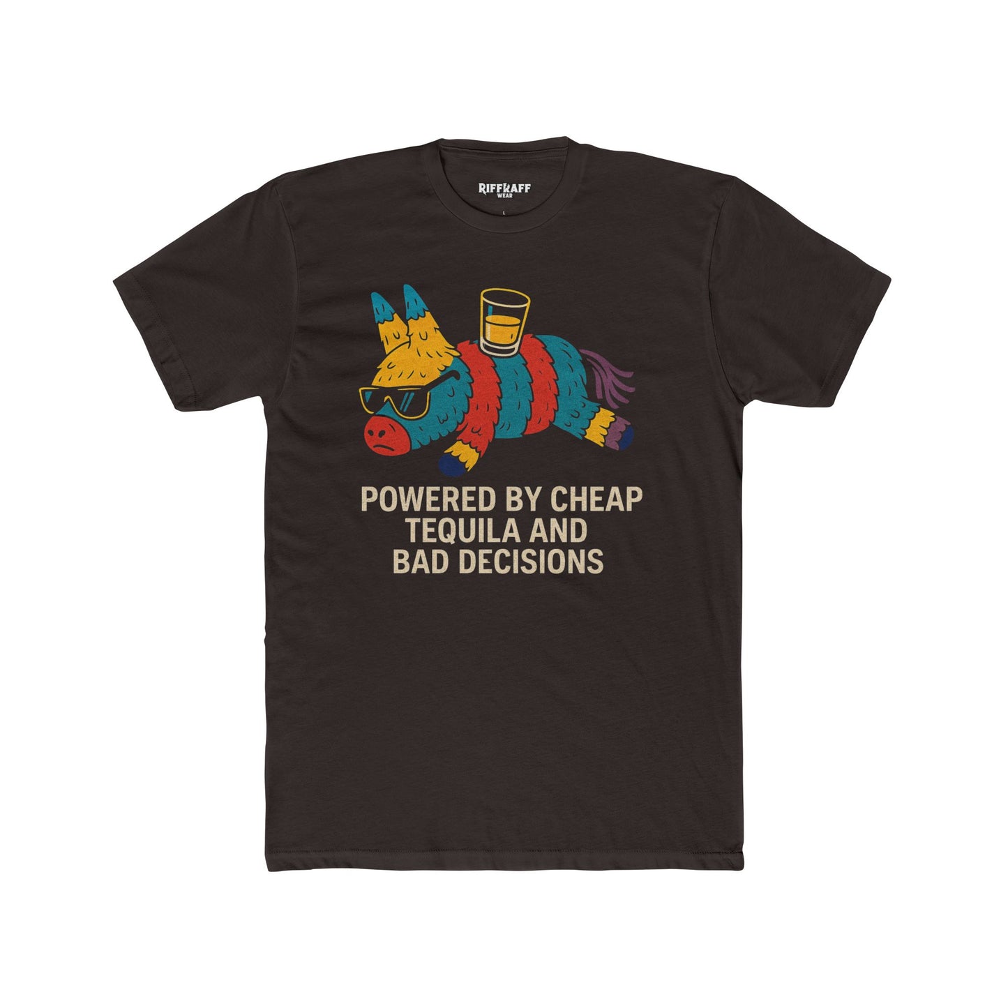 Funny Unisex Cotton Crew Tee - Powered by Cheap Tequila and Bad Decisions - Riff Raff Wear