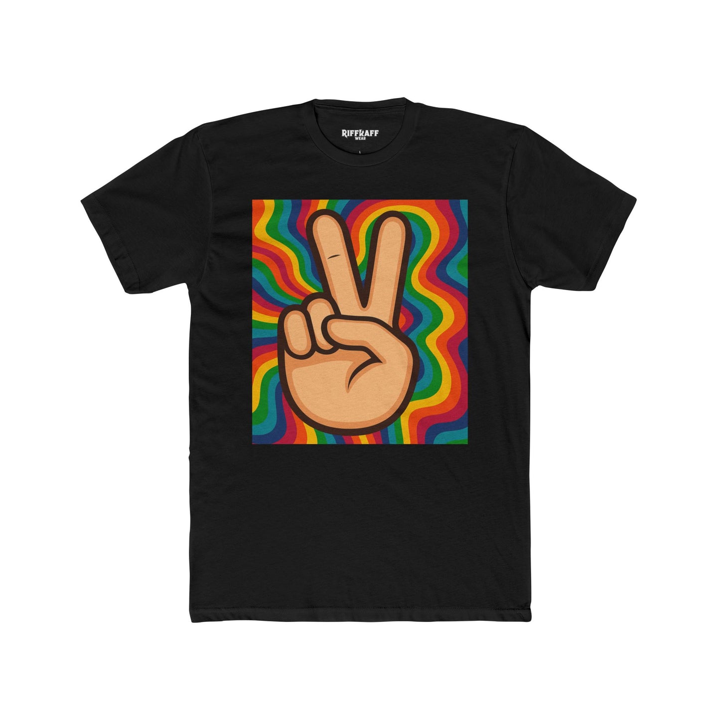 Retro Peace Sign Unisex Cotton Crew Tee - Colorful Vibe Fashion - Riff Raff Wear