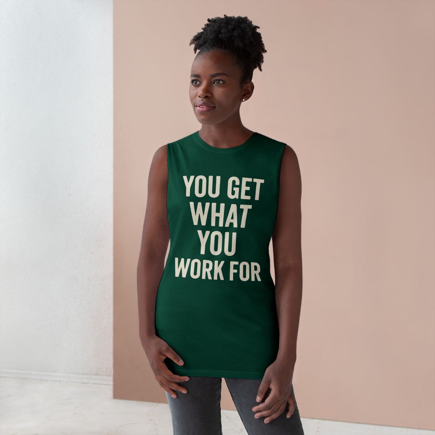 Motivational Unisex Tank Top - "You Get What You Work For" - Riff Raff Wear