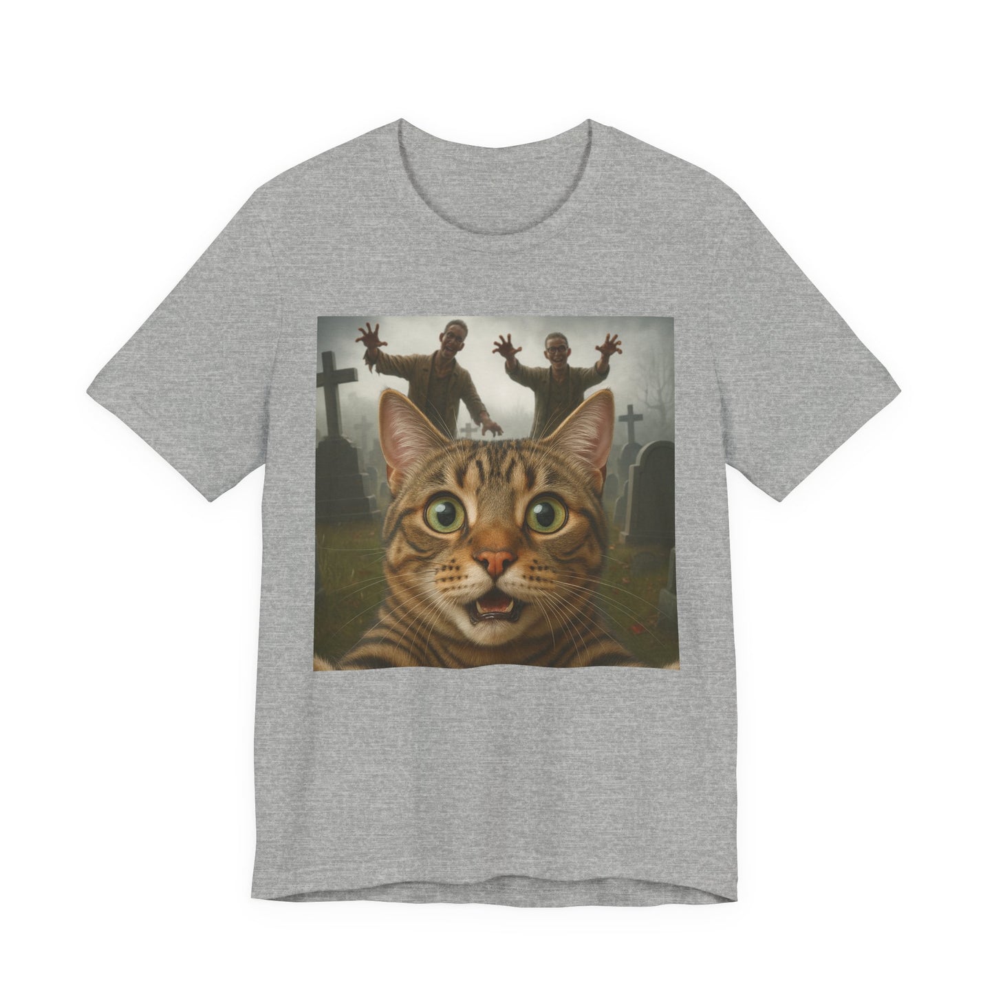 Zombie Cat Halloween Tee, Cute Cat Shirt, Unisex Graphic Tee, Funny Pet Lover Gift, Halloween Costume Top - Riff Raff Wear