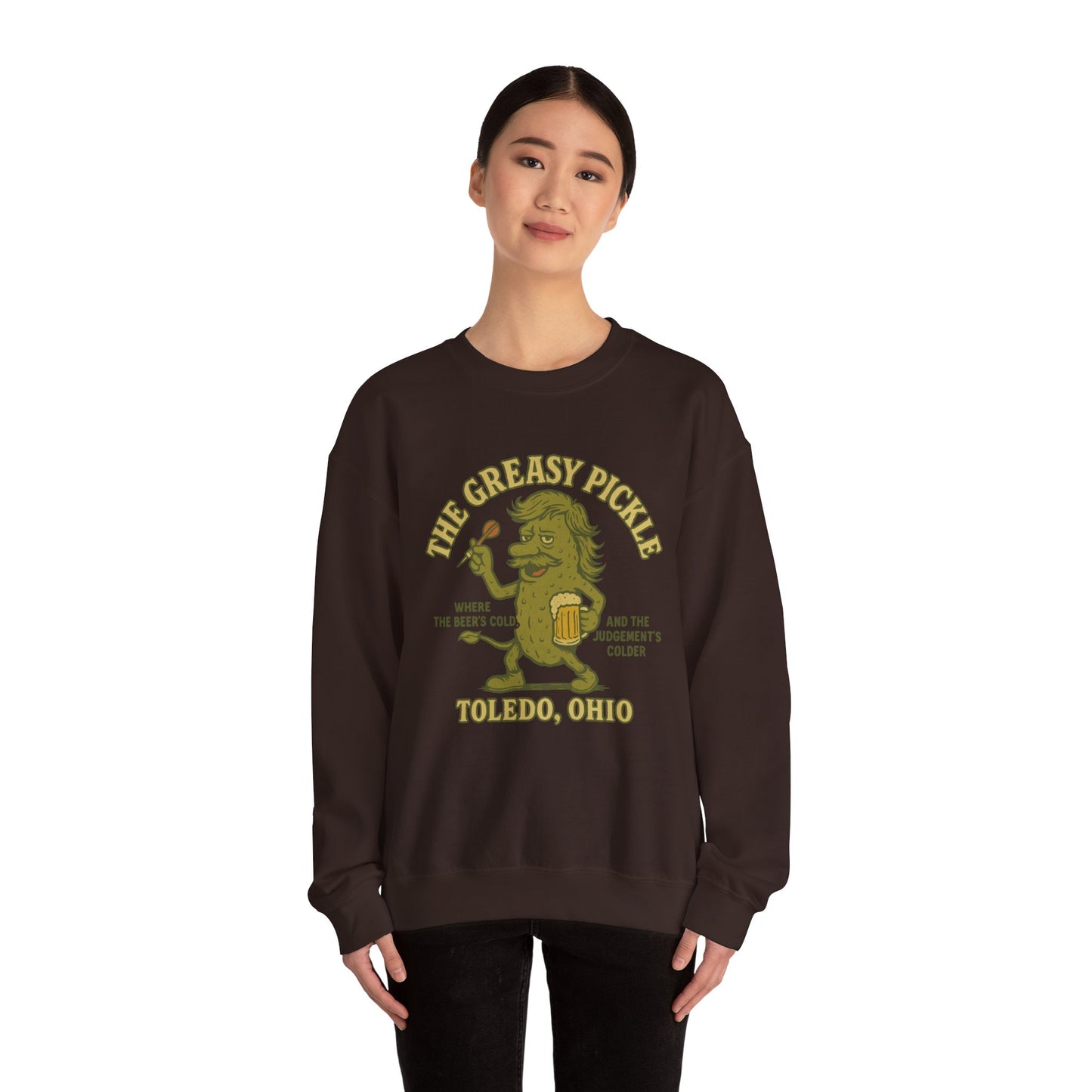 Greasy Pickle Crewneck Sweatshirt - Fun & Cozy Apparel for Beer Lovers - Riff Raff Wear