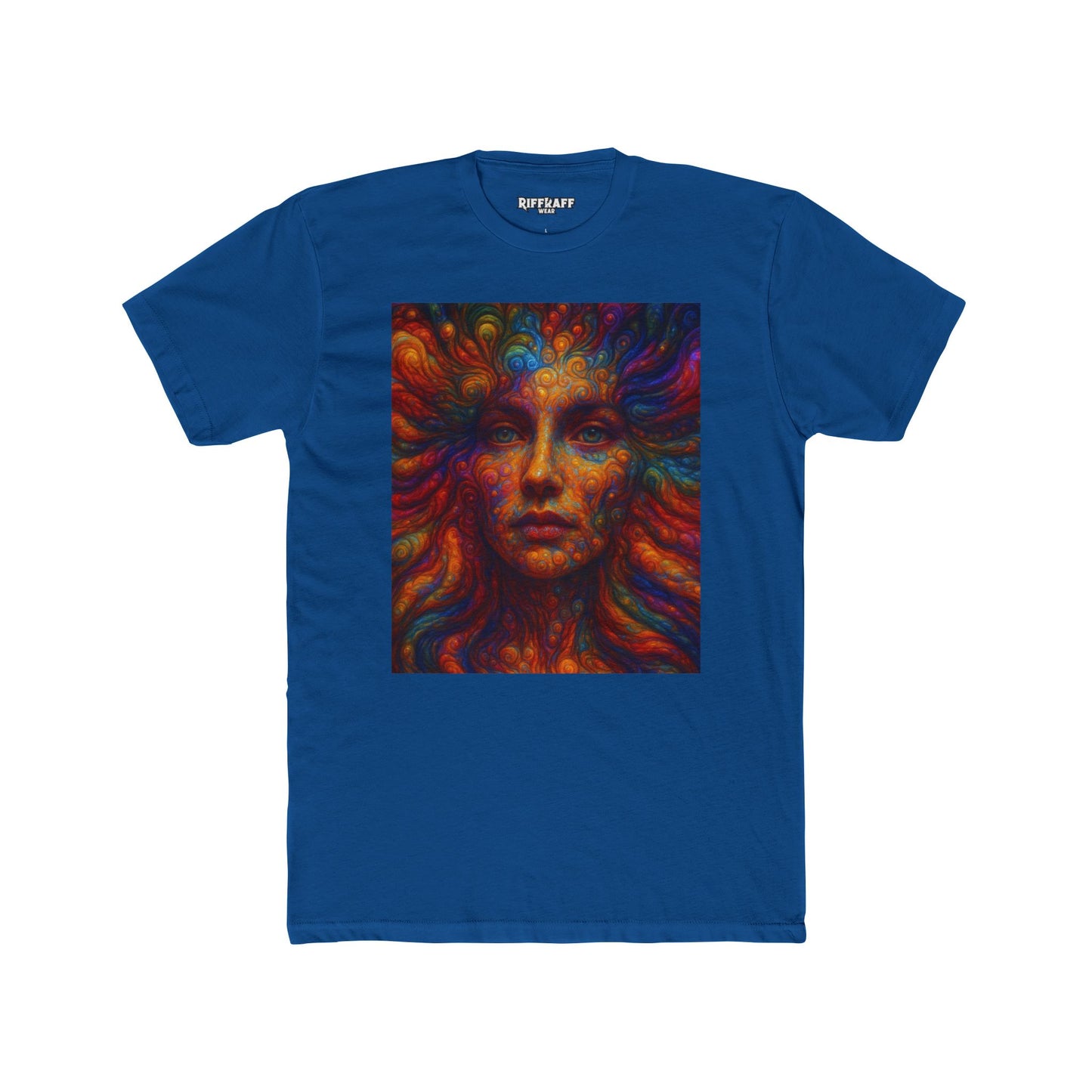 Vibrant Artistic Unisex Cotton Crew Tee - Colorful Abstract Face Design - Riff Raff Wear