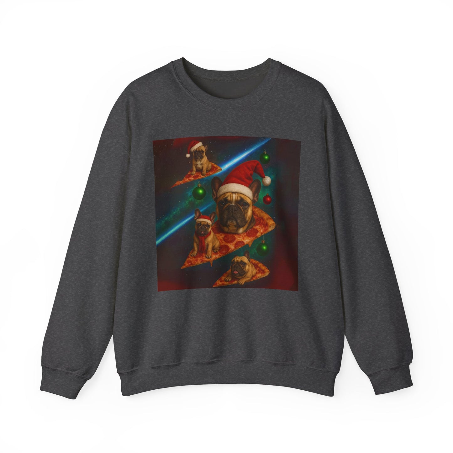 Festive Pizza Dog Crewneck Sweatshirt | Fun Holiday Apparel | Gift for Dog Lovers, Christmas Sweatshirt, Cozy Fashion, Unisex Style - Riff Raff Wear