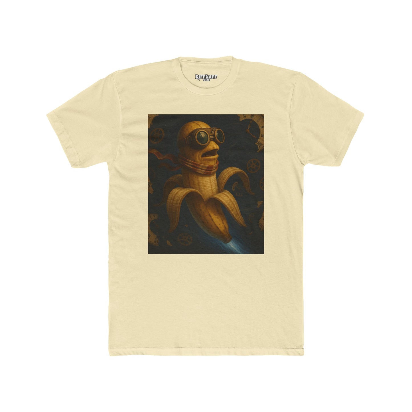 Whimsical Banana Time Traveler Unisex Cotton Crew Tee – Fun & Unique Graphic T-Shirt - Riff Raff Wear