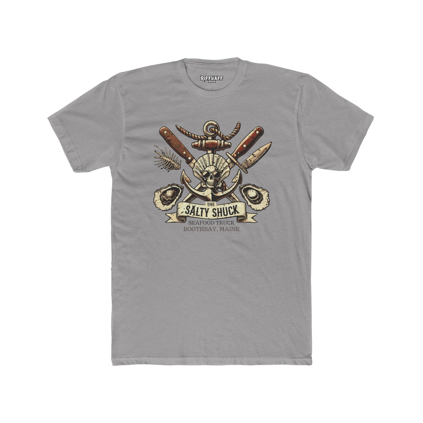 Salty Shuck Seafood Truck Crew Tee | Vintage Inspired Unisex Cotton T-Shirt - Riff Raff Underground