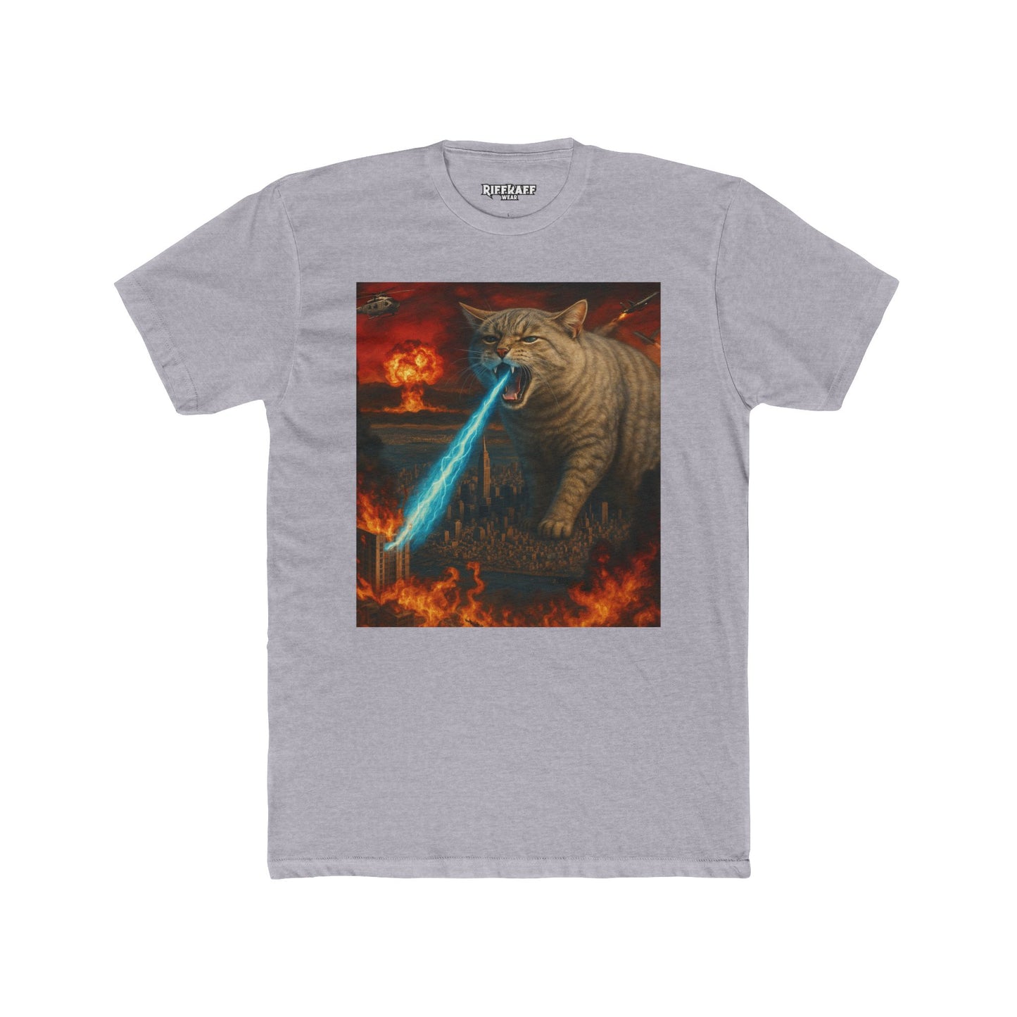 Epic Cat Battle Unisex Cotton Crew Tee - Fun Graphic Tee for Animal Lovers - Riff Raff Wear