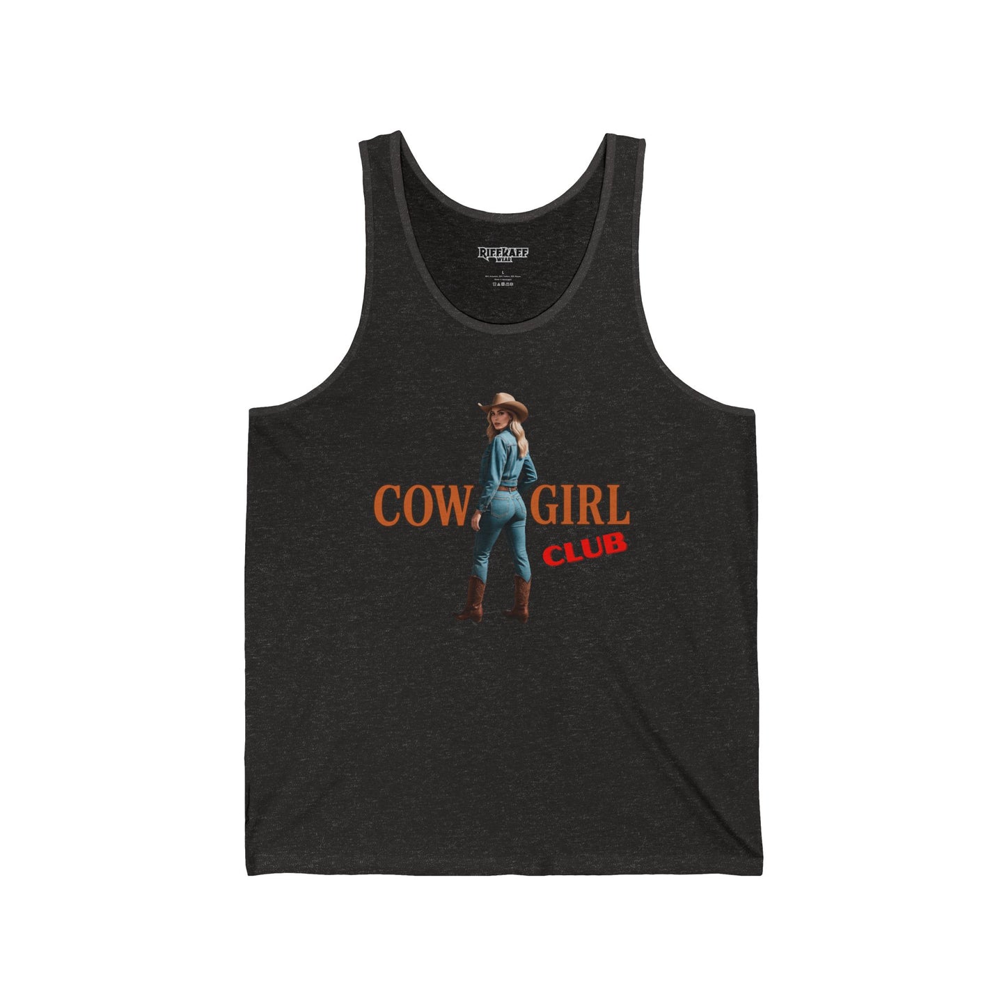 Cowgirl Club Unisex Jersey Tank - Fun Graphic Tee for Western Lovers - Riff Raff Wear
