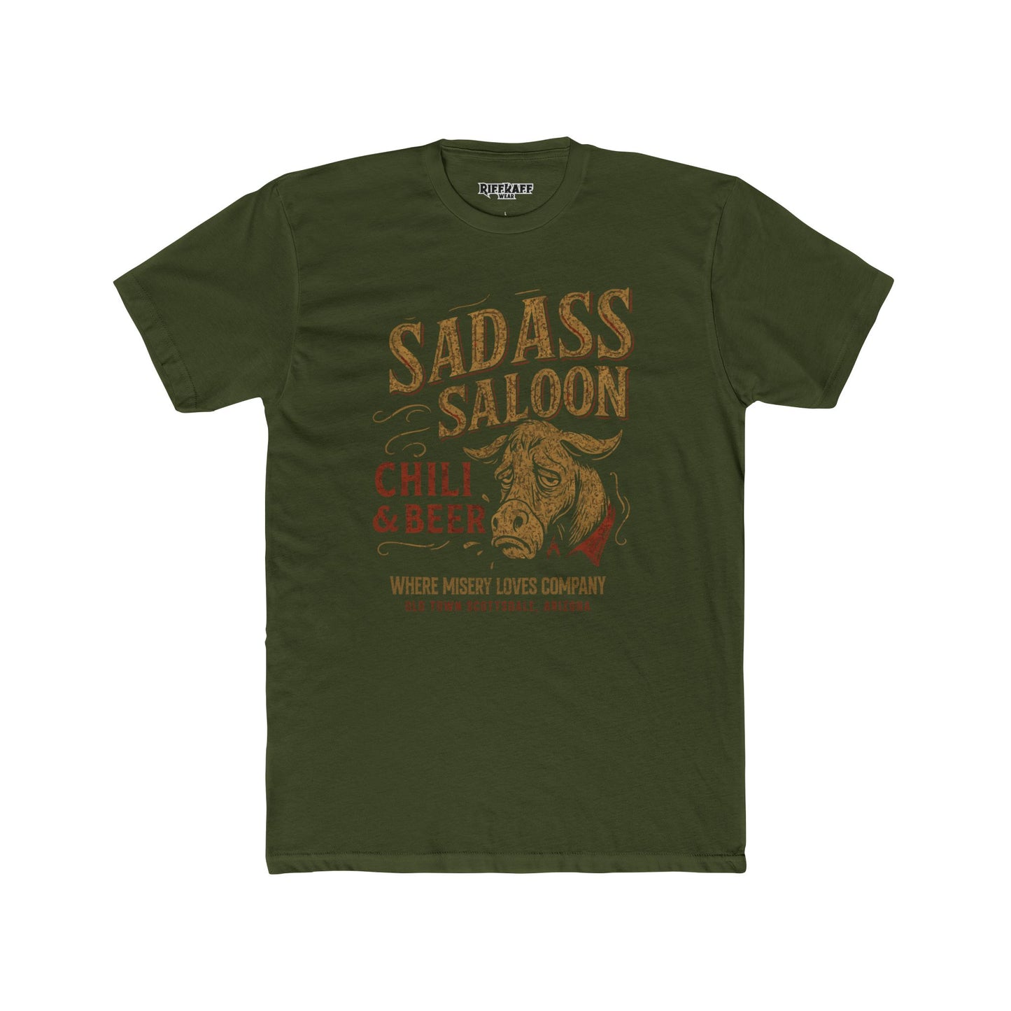 Sad Ass Saloon Unisex Cotton Crew Tee - Chili & Beer Graphic Tee for Fun Nights Out - Riff Raff Wear