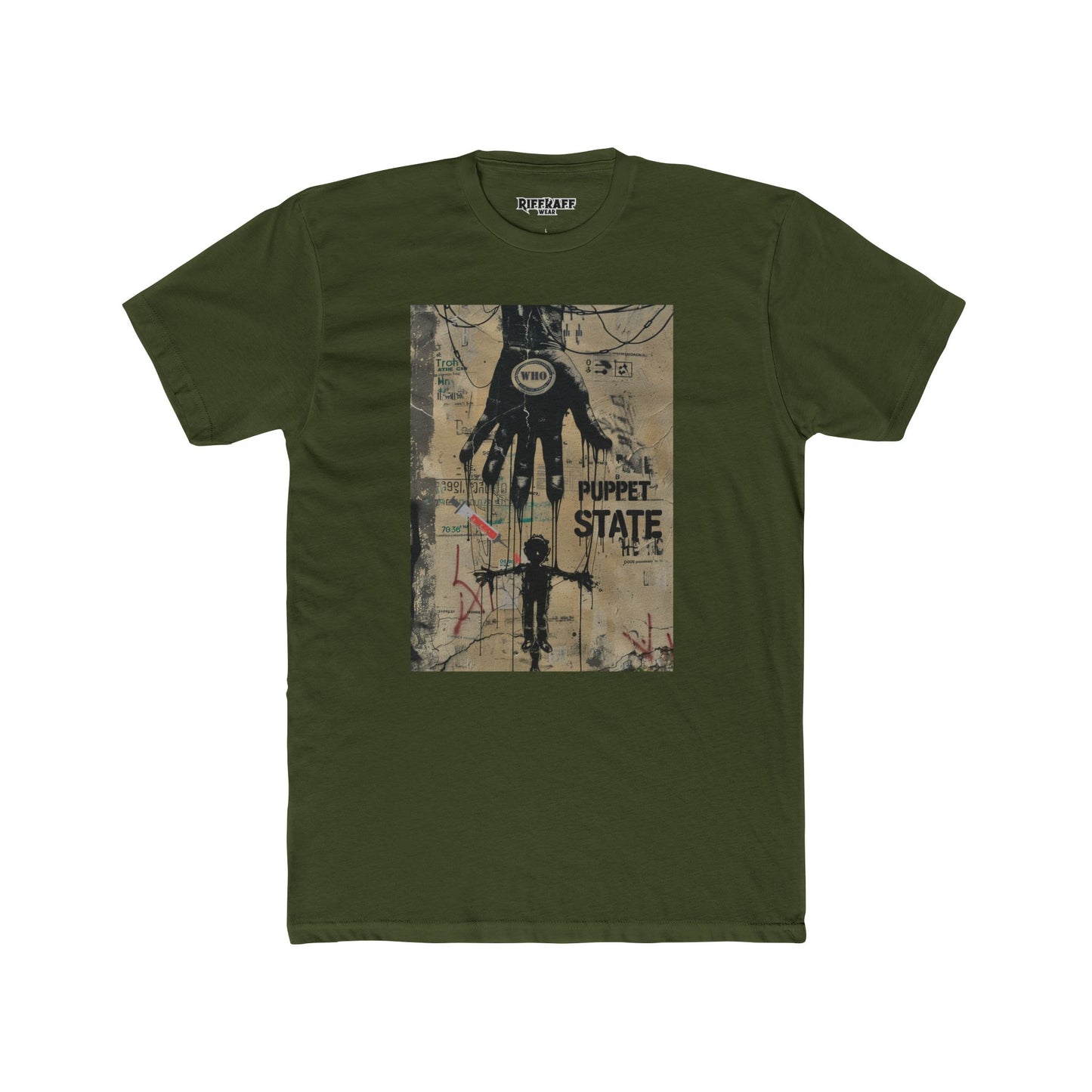 Unisex Cotton Crew Tee - Puppet State Political Art - Riff Raff Wear