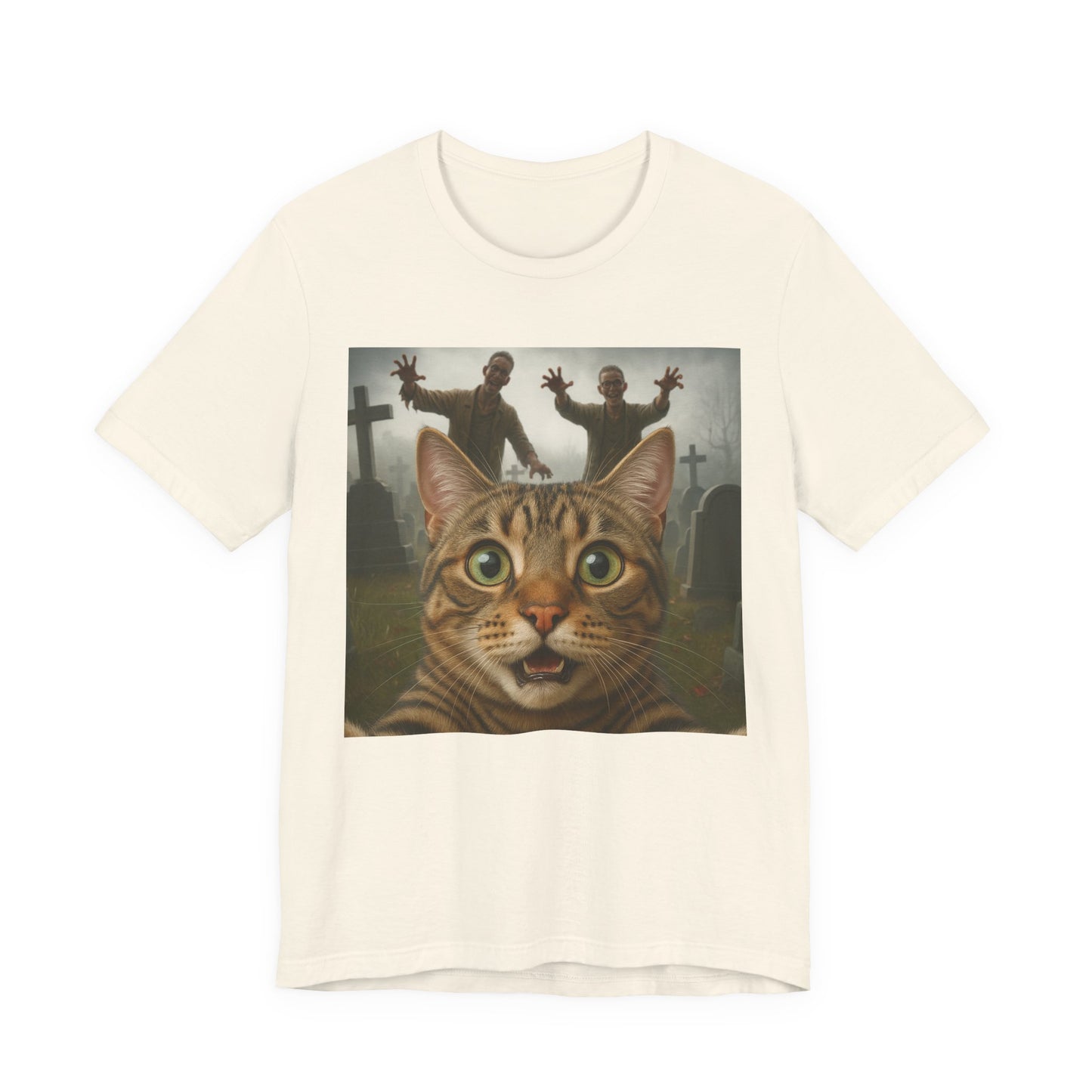 Zombie Cat Halloween Tee, Cute Cat Shirt, Unisex Graphic Tee, Funny Pet Lover Gift, Halloween Costume Top - Riff Raff Wear