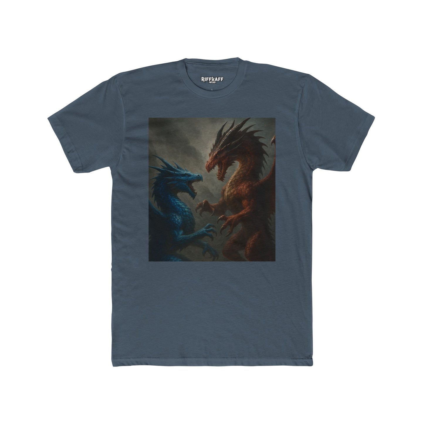 Epic Dragon Showdown Unisex Cotton Crew Tee | Fantasy T-Shirt - Riff Raff Wear