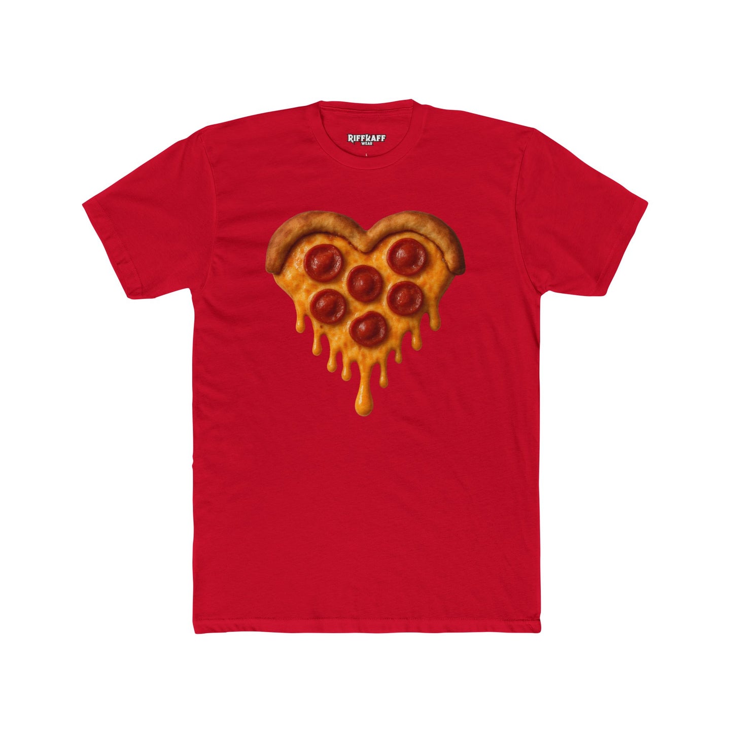 Heart-Shaped Pizza Unisex Cotton Crew Tee - Fun Foodie Apparel - Riff Raff Wear