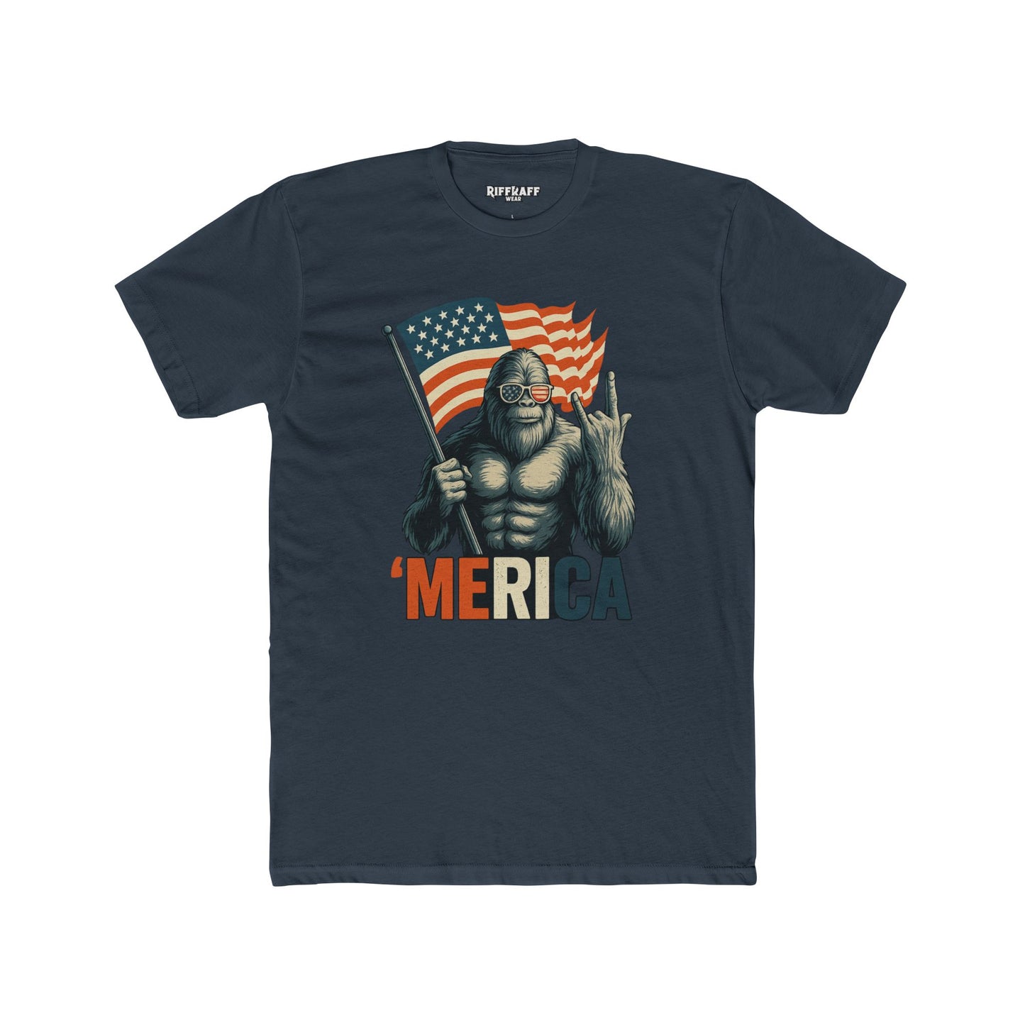 'Merica Bigfoot Tee - Fun Graphic T-Shirt, Unisex Humor Shirt, Patriotic Apparel, Perfect for BBQ - Riff Raff Wear