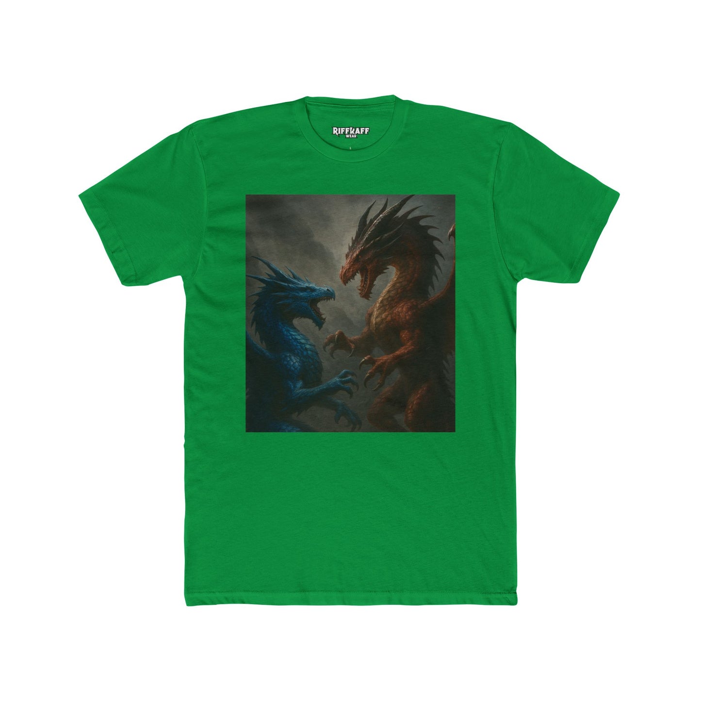 Epic Dragon Showdown Unisex Cotton Crew Tee | Fantasy T-Shirt - Riff Raff Wear