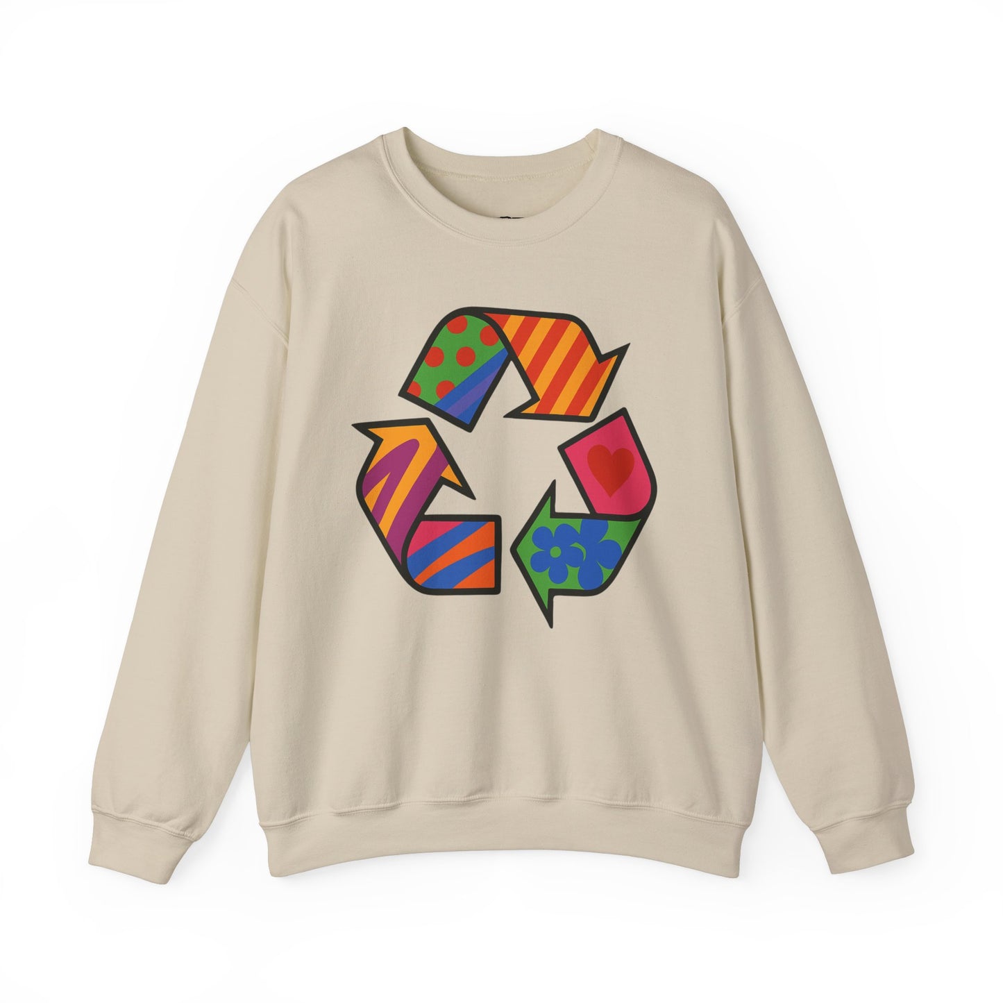 Eco-Friendly Graphic Sweatshirt - Unisex Heavy Blend™ Crewneck with Colorful Recycle Design - Riff Raff Wear