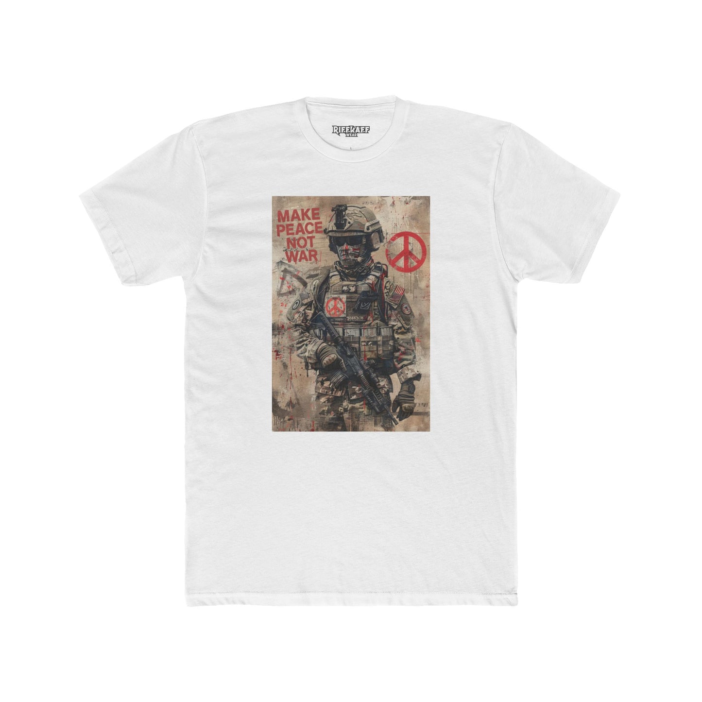 Unisex Cotton Crew Tee - Make Peace Not War Political Art - Riff Raff Wear