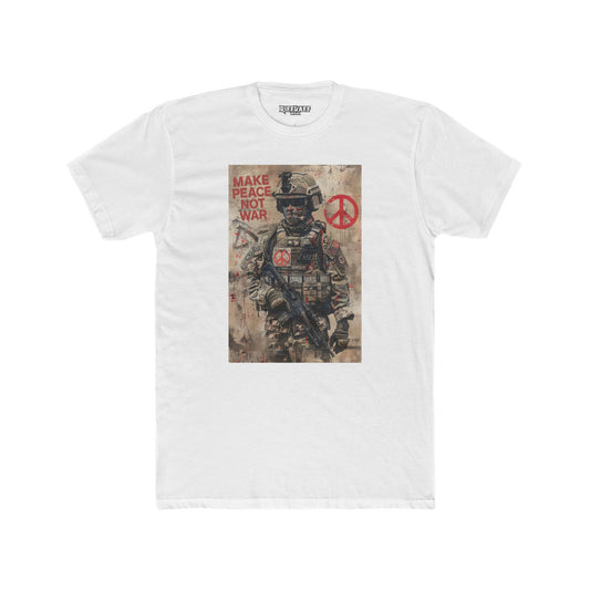 Unisex Cotton Crew Tee - Make Peace Not War Political Art - Riff Raff Wear