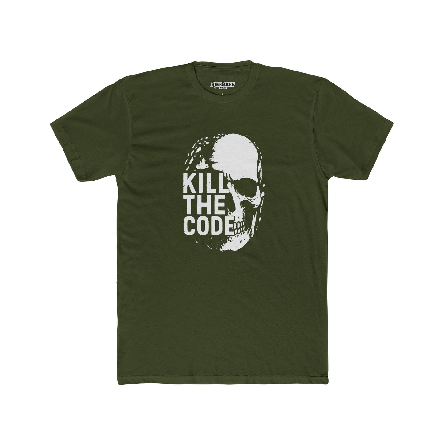 Unisex Cotton Crew Tee - 'Kill The Code' Skull Graphic Shirt for Bold Statement Wear - Riff Raff Wear